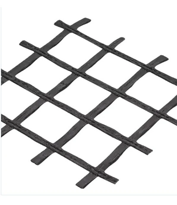 Close view of a black geogrid family product
