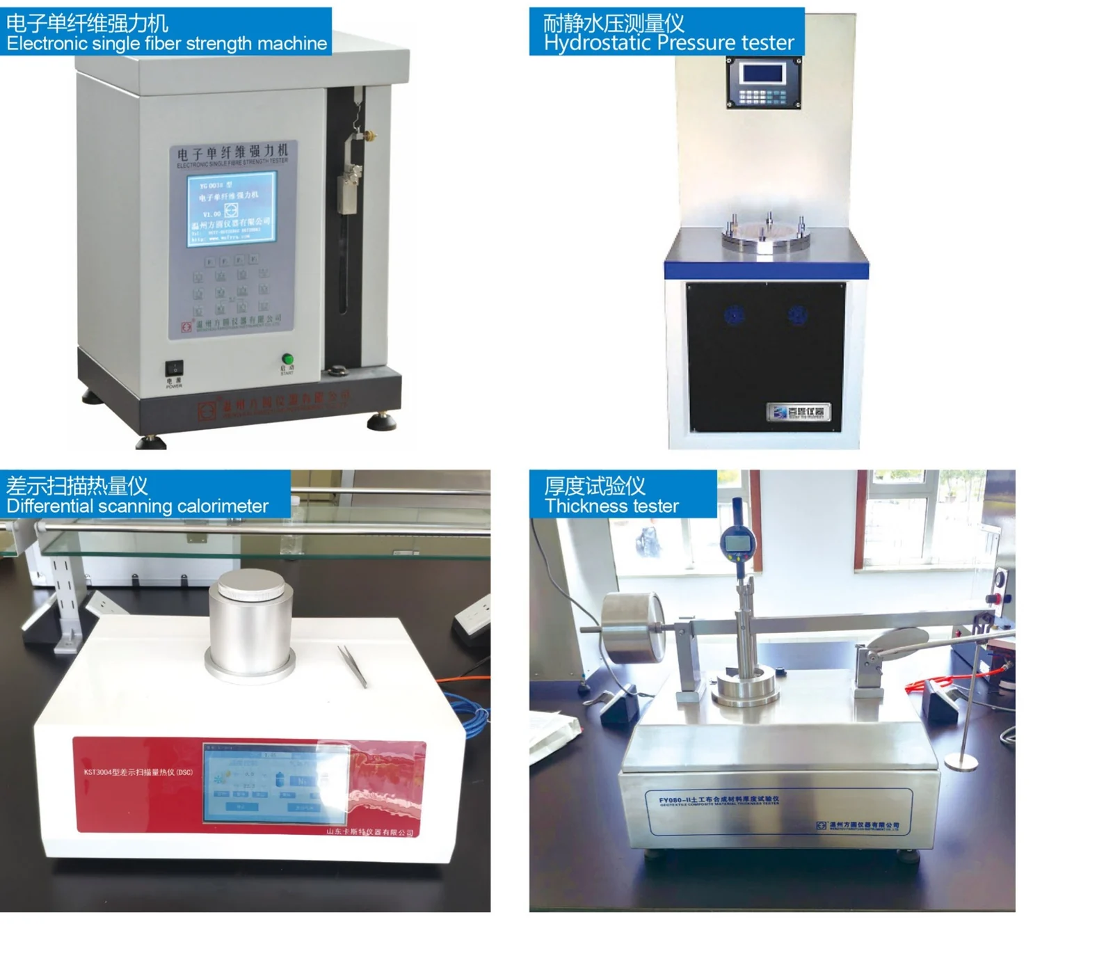 Testing equipment shown in the company product manual